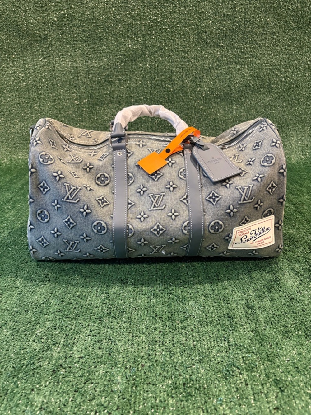 Louis Vuitton Gray Denim like Duffel Bag - Picture 2 of 6